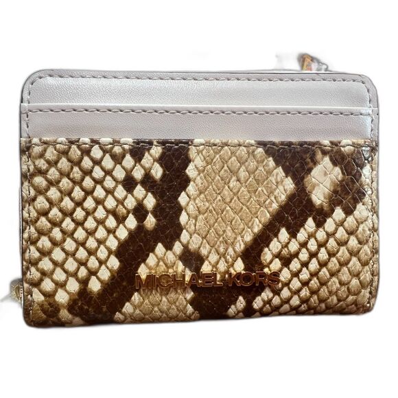 Michael Kors Jet Set Travel Card Case Embossed Leather NWT in Box - Picture 1 of 9